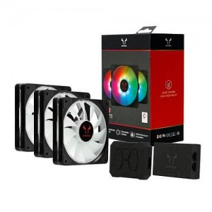 Riotoro Quiet Storm 12cm RGB PWM Fan Kit - 3 x Fans & RGB Controller